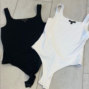Banana Republic Black and White Squarish Neck Bodysuits (2)
